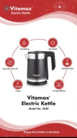 Vitamax 2L Electric Kettle Model 3040 – Fast Boil Stainless Steel Electric Water Boiler – Auto Shut Off, 360° Rotating Base, Cool Touch Handle – 2000W Power Kettle with 1 Year Warranty - Image 6