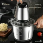 Vitamax 2-in-1 Electric & Manual Push Chopper VM-535 | 3L Stainless Steel Bowl | Powerful Food Processor for Vegetables, Meat & Kitchen Use