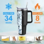 40 oz Tumbler with Handle and Straw Lid, 100% Leak-proof Travel Coffee Mug, Stainless Steel Insulated Cup for Hot and Cold Beverages, Keeps Cold for 34Hrs or Hot for 10Hrs, Dishwasher Safe (Black) - Image 2