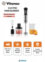 Vitamax 4 in 1 Hand Blender Machine 1000W Powerful Motor 12-Speed Immersion Blender with Egg Beater Milk Frother, Chopper juicermachine 100% Copper Motor | 4 Blades | Chopper + Whisk + Measuring Cup | Hand Mixer for Kitchen Use – Model VM-818 - Image 3