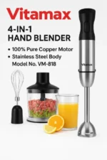 Vitamax 4 in 1 Hand Blender Machine 1000W Powerful Motor 12-Speed Immersion Blender with Egg Beater Milk Frother, Chopper juicermachine 100% Copper Motor | 4 Blades | Chopper + Whisk + Measuring Cup | Hand Mixer for Kitchen Use – Model VM-818 - Image 5