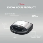 Vitamax sandwich maker samosa maker sandwichmaker VM8086 750w Nonstick sandwich bread sandwich maker grill 4 slice 1 year warranty - Image 4